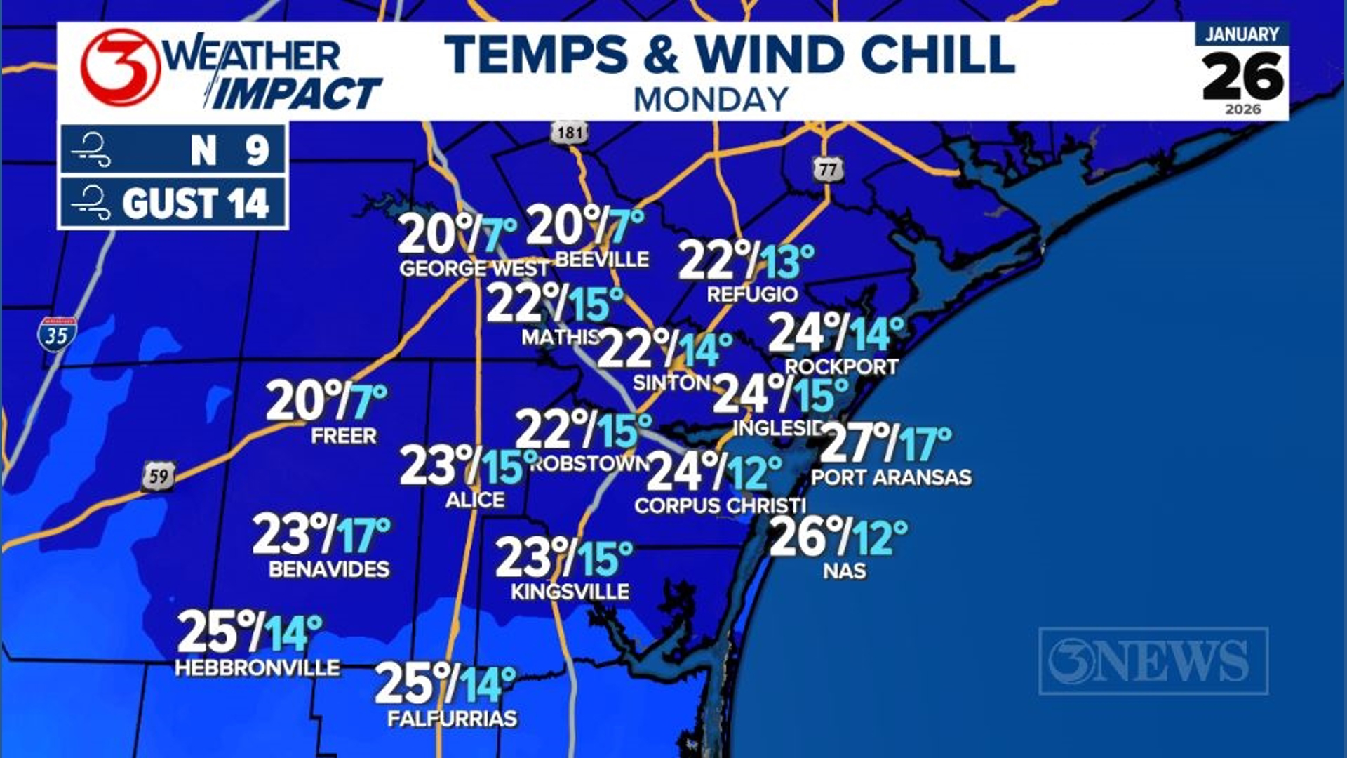 Weather Impact Alert for extreme cold and freezing rain in the Coastal ...