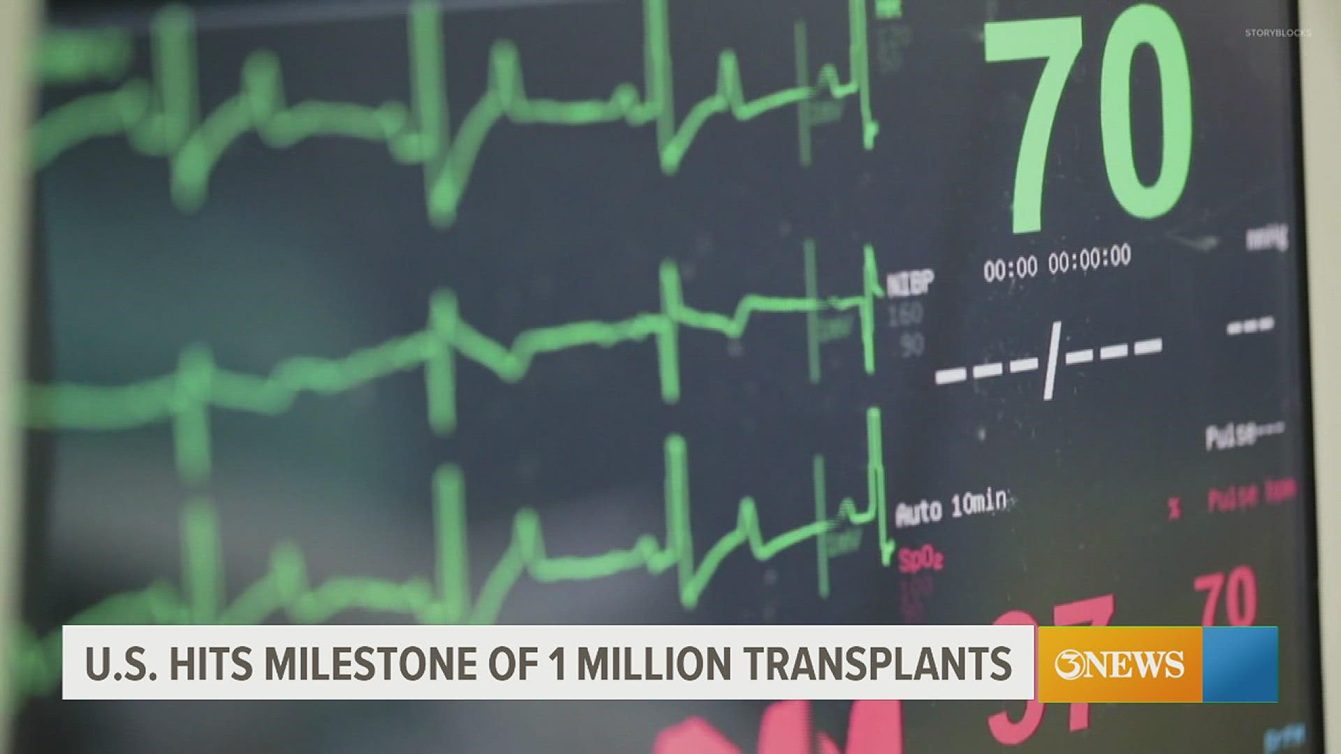 The millionth transplant was confirmed around 1 p.m. Sunday but we do not have any details on the patient at this time.