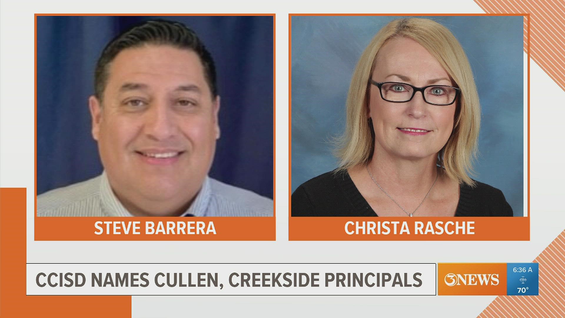 Steve Barrera and Christa Rasche were selected to head Cullen Place Elementary and Creekside Elementary in Corpus Christi ISD.