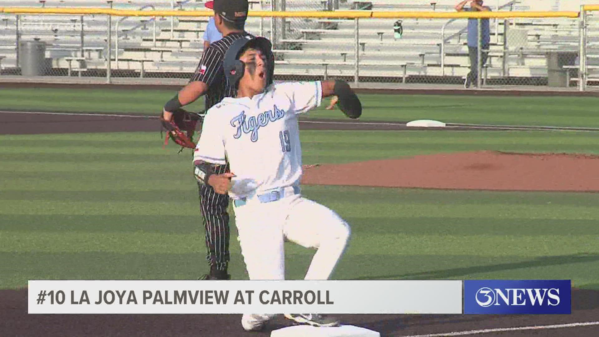 Carroll rallies to win Game 1 by a final of 5-4 while Ray blanked Laredo Martin 6-0 in Game 1 (highlights courtesy KGNS-TV).