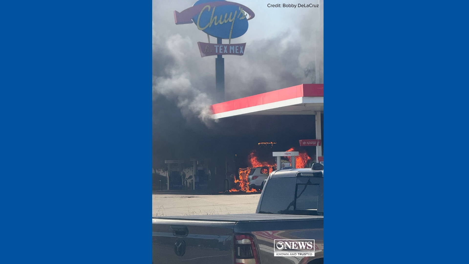 Fire engulfs man at Stripes on Airline and SPID | Victim airlifted to ...
