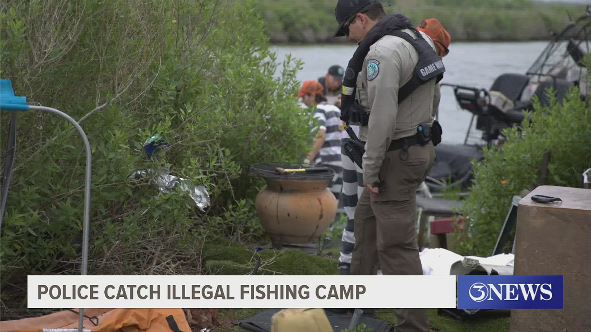 CCPD, game wardens clear massive illegal fishing camp