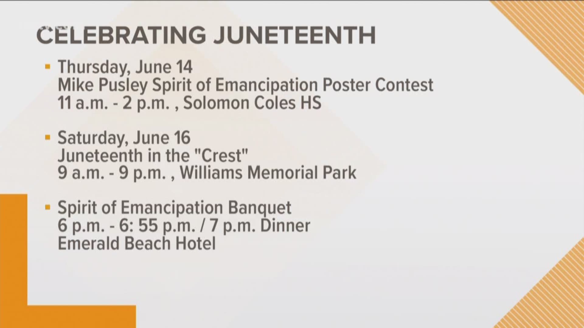 Week long events are being held in celebration of Juneteenth.