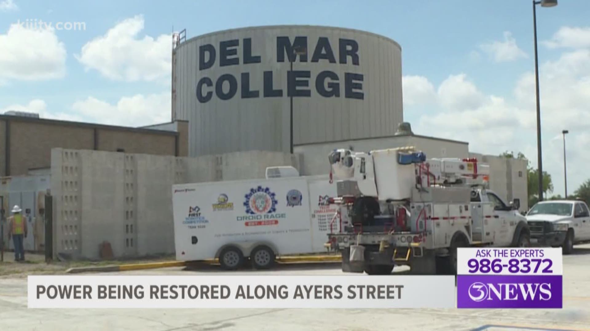 Power was mostly restored by Wednesday afternoon to the area near Del Mar College's East Campus after a major outage in the morning.