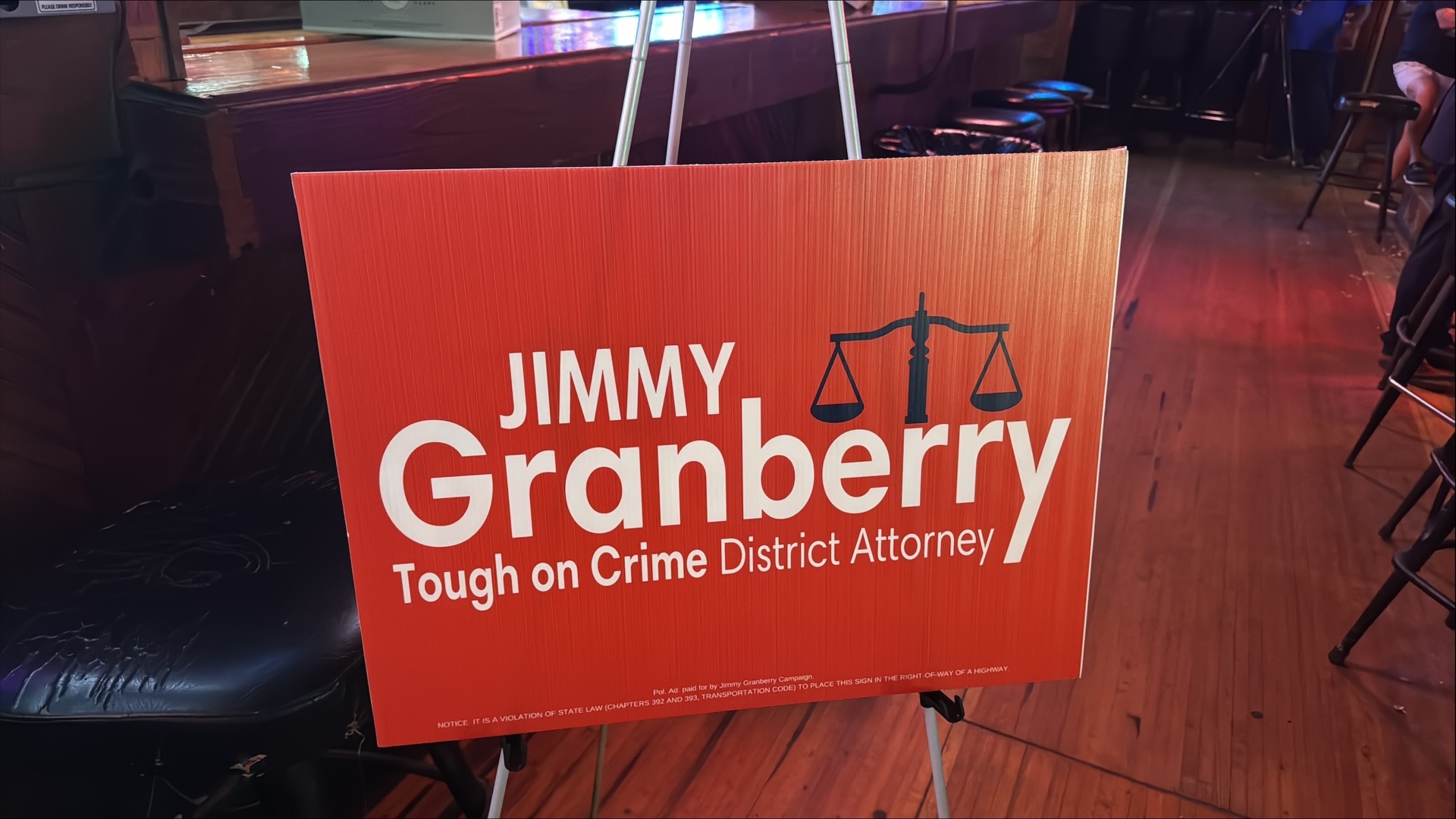 Nueces County DA Jimmy Granberry's watch party at Vernon's.