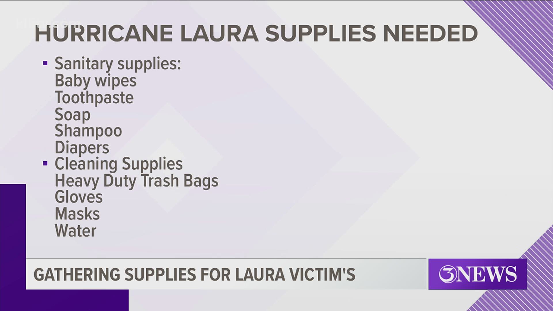 Several businesses in the Rockport-Fulton area will be collecting items to donate to people who were hit hard by Hurricane Laura.