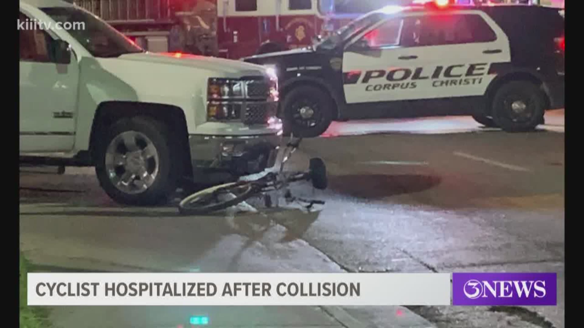 A man riding his bicycle in Flour Bluff early Thursday morning had to be hospitalized after he was struck by a vehicle.
