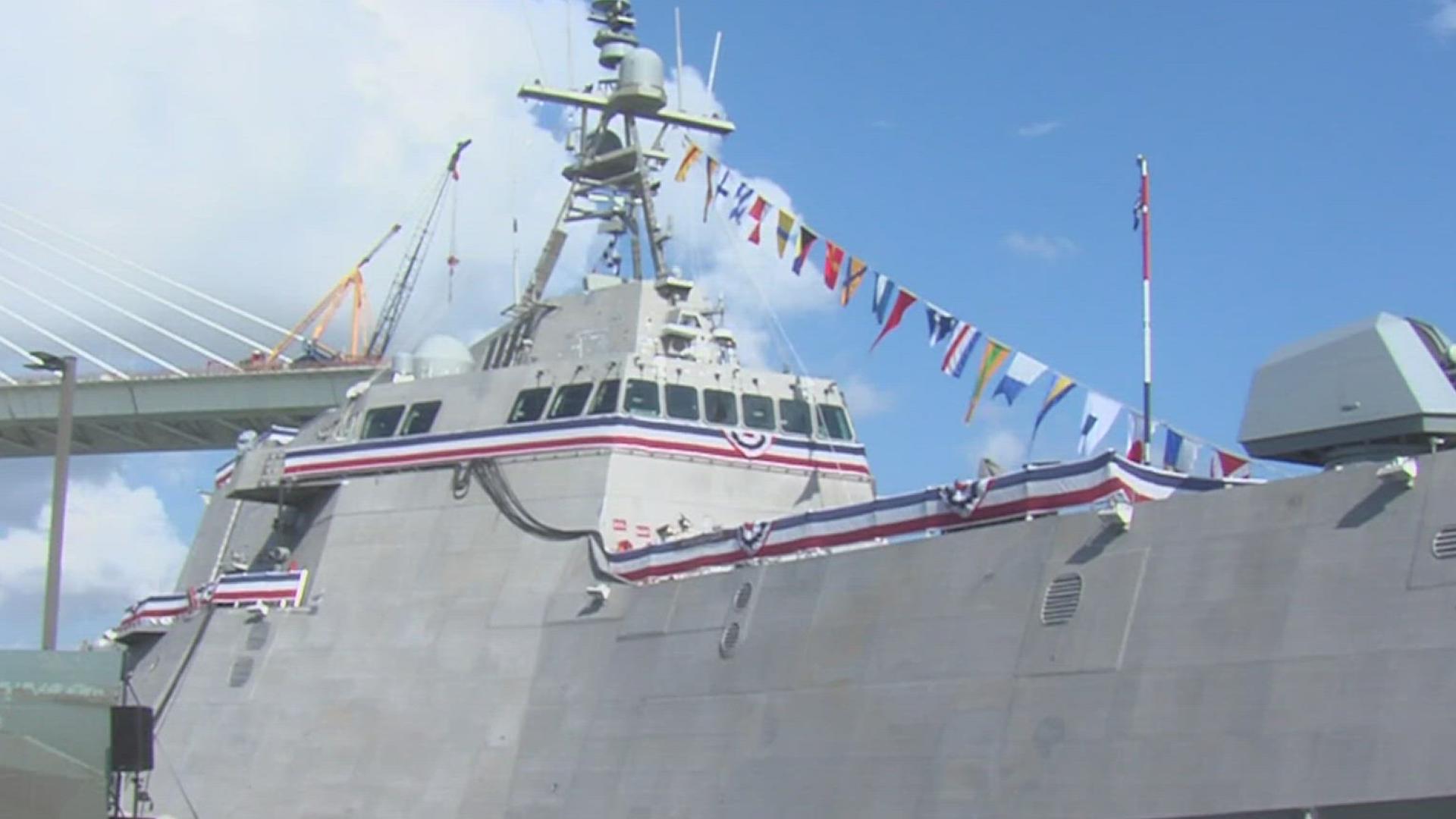 The combat ship was commissioned today at the Port of Corpus Christi and will sail back to San Diego, CA to begin service.