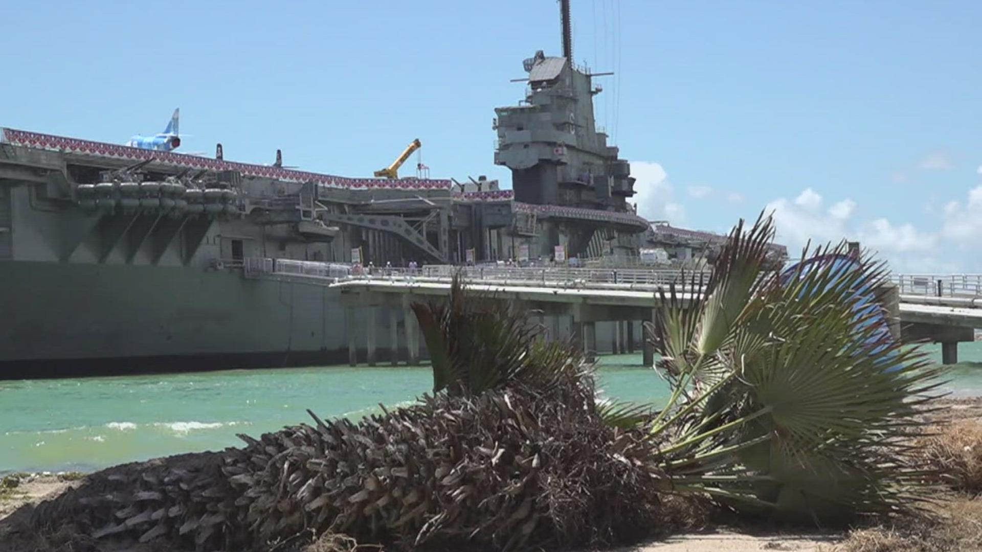 The USS Lexington Museum reopened to the public Monday after it was closed five days due to the storm, resulting in a financial loss for the attraction.