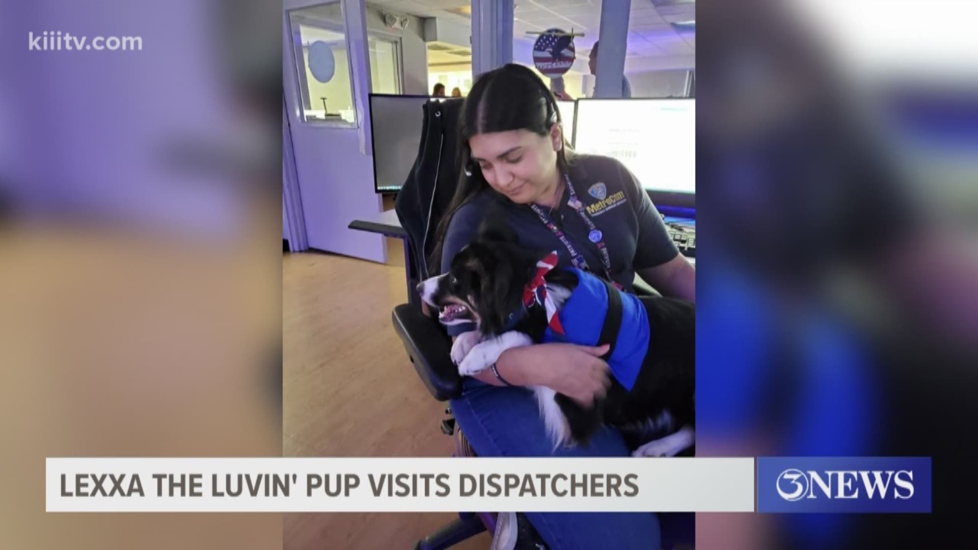 A friendly four-legged remedy from 'go team therapy dogs-corpus Christi' went to visit the dispatchers that worked the night officer Alan McCollum was killed.