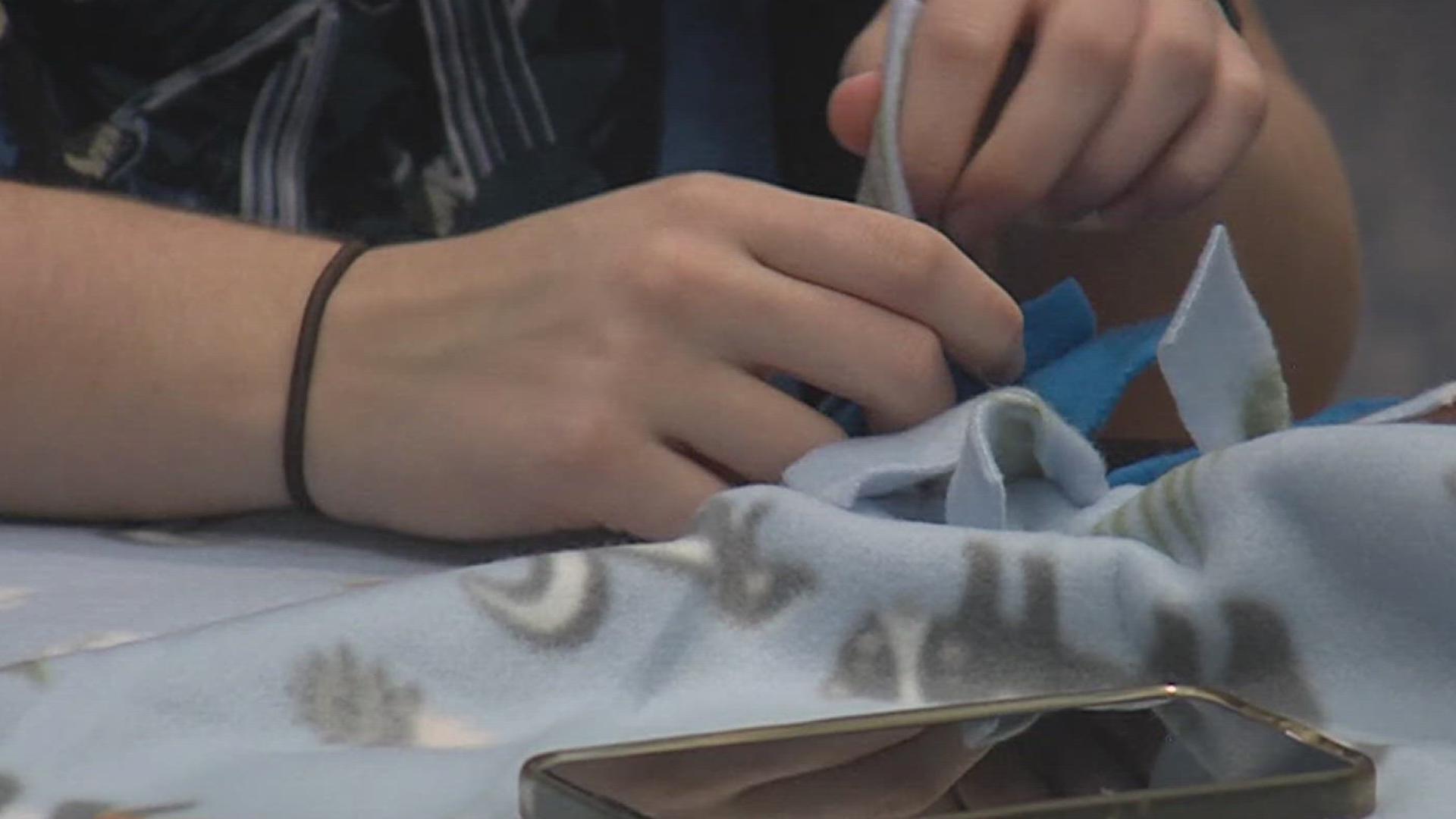 Students showed up to create no-sew blankets for those in need of warmth and comfort as we enter the colder months.