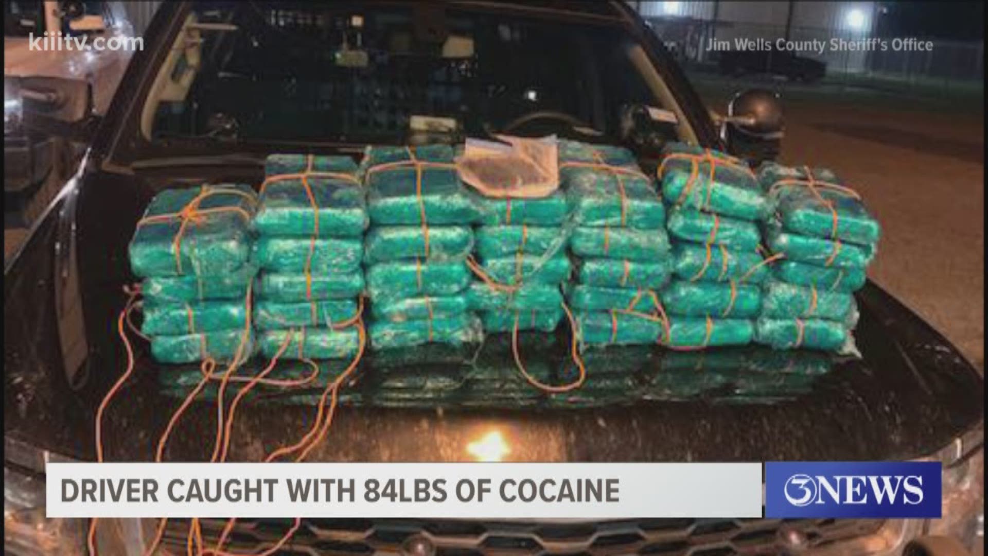 Dozens of pounds of cocaine were found over the weekend during a traffic stop.