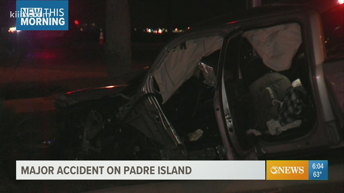 Truck totaled after major car accident on Padre Island