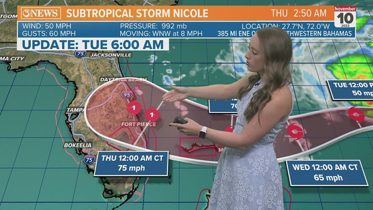 TROPICS UPDATE: Subtropical Storm Nicole forecast to impact Florida as a hurricane in November