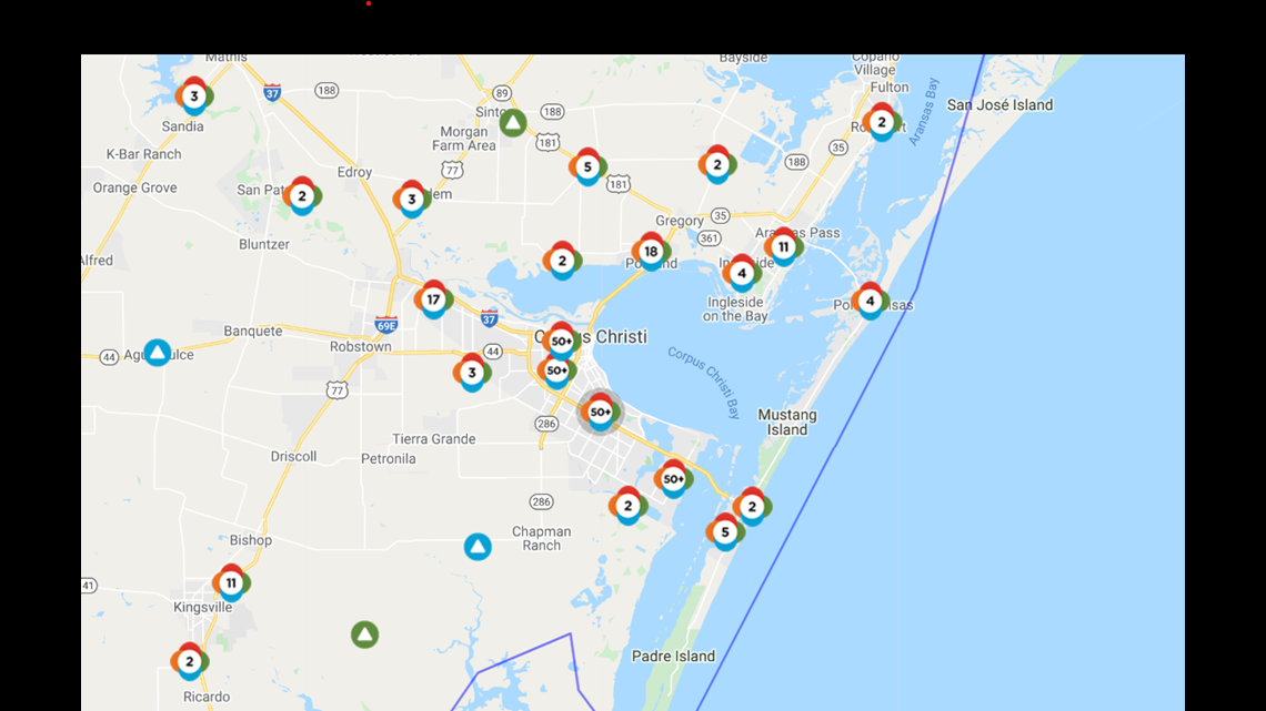 aep power outage map corpus christi About 600 Residents In The Coastal Bend Still Without Power aep power outage map corpus christi