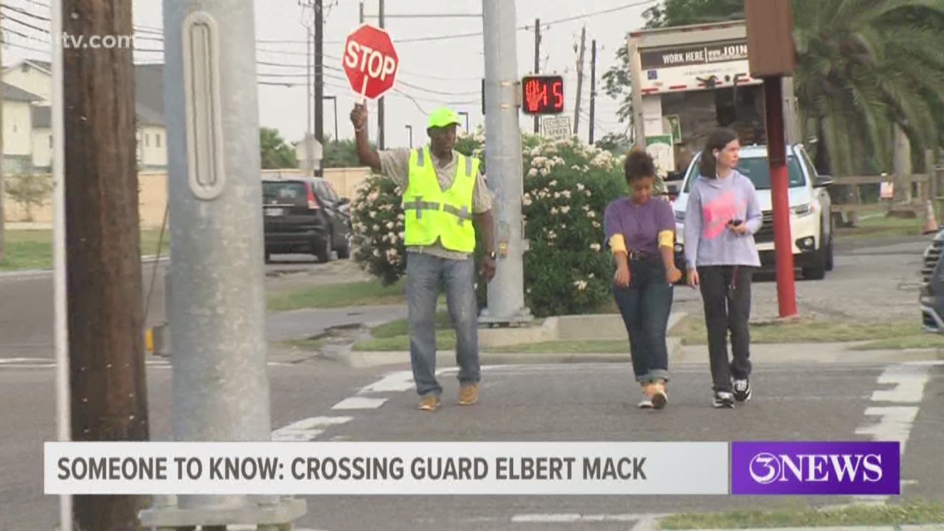 A Flour Bluff crossing guard spends his day helping kids cross Waldron Road to get to and from school each day.