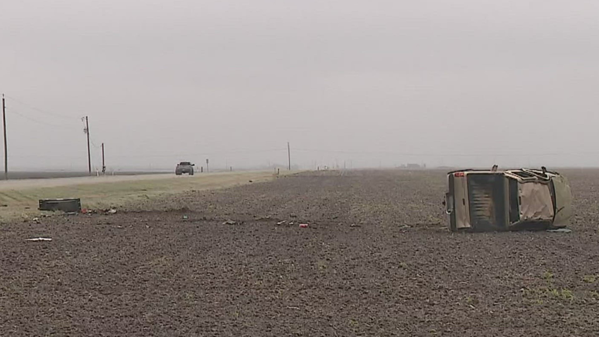 Multiple vehicles flipped in different accidents due to the icy roads.