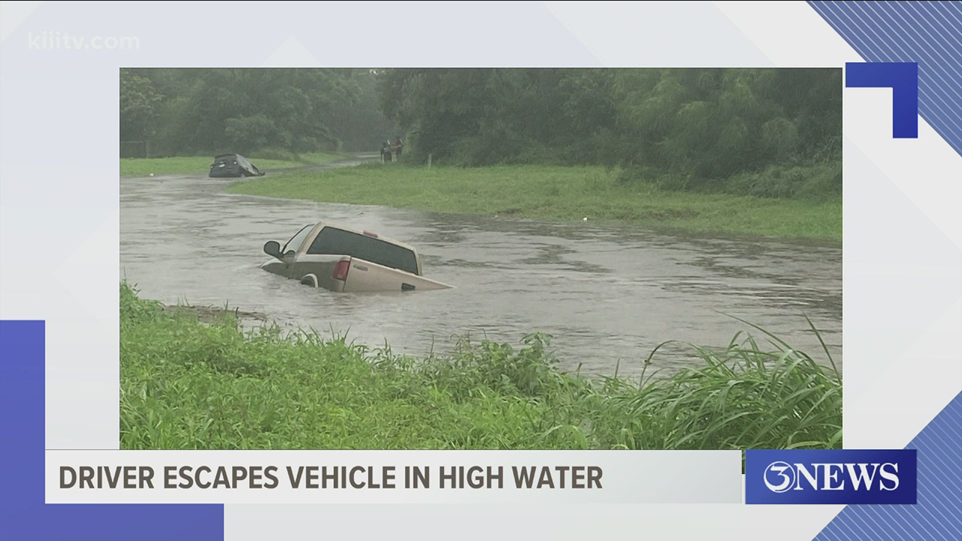 The driver said the water was deeper than it looked.