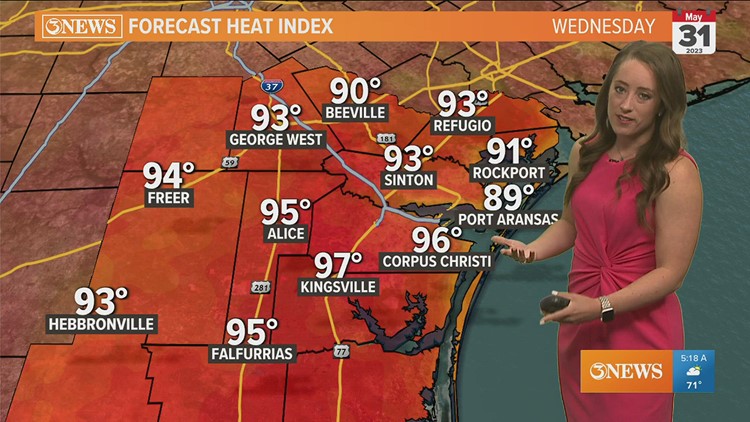 Mainly sunny, hot, & humid with only a stray shower, Wednesday