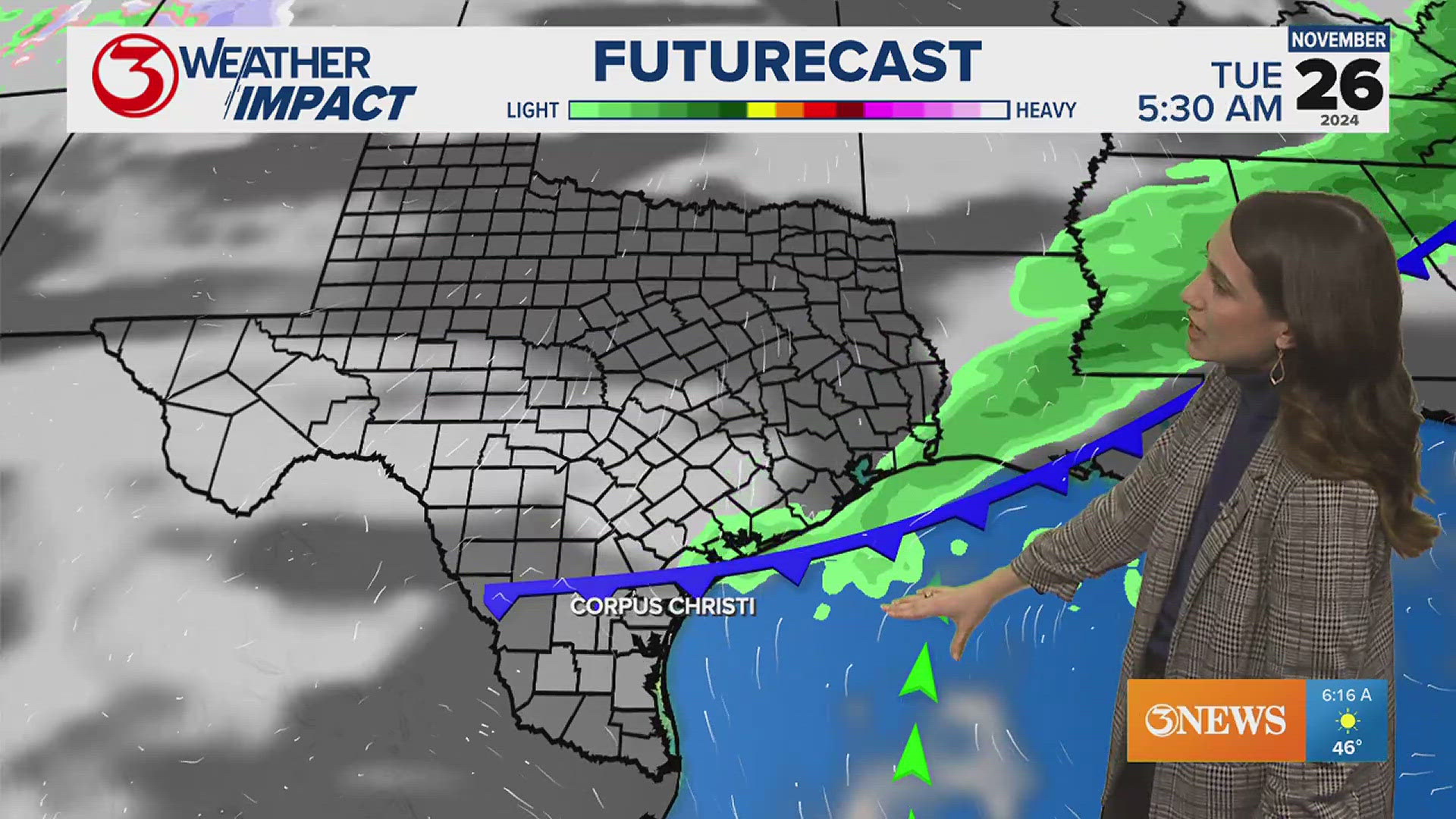 Two cold fronts are expected next week - one on Thanksgiving Day. Afternoon temperatures soar into the upper 80s and low 90s early next week.