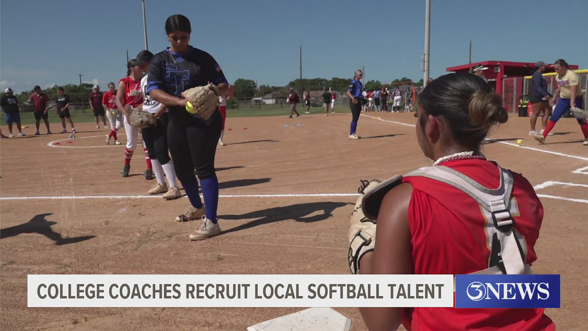 Dozens of players looking to be recruited to college participated in a softball showcase on Saturday at Evelyn Price Park.