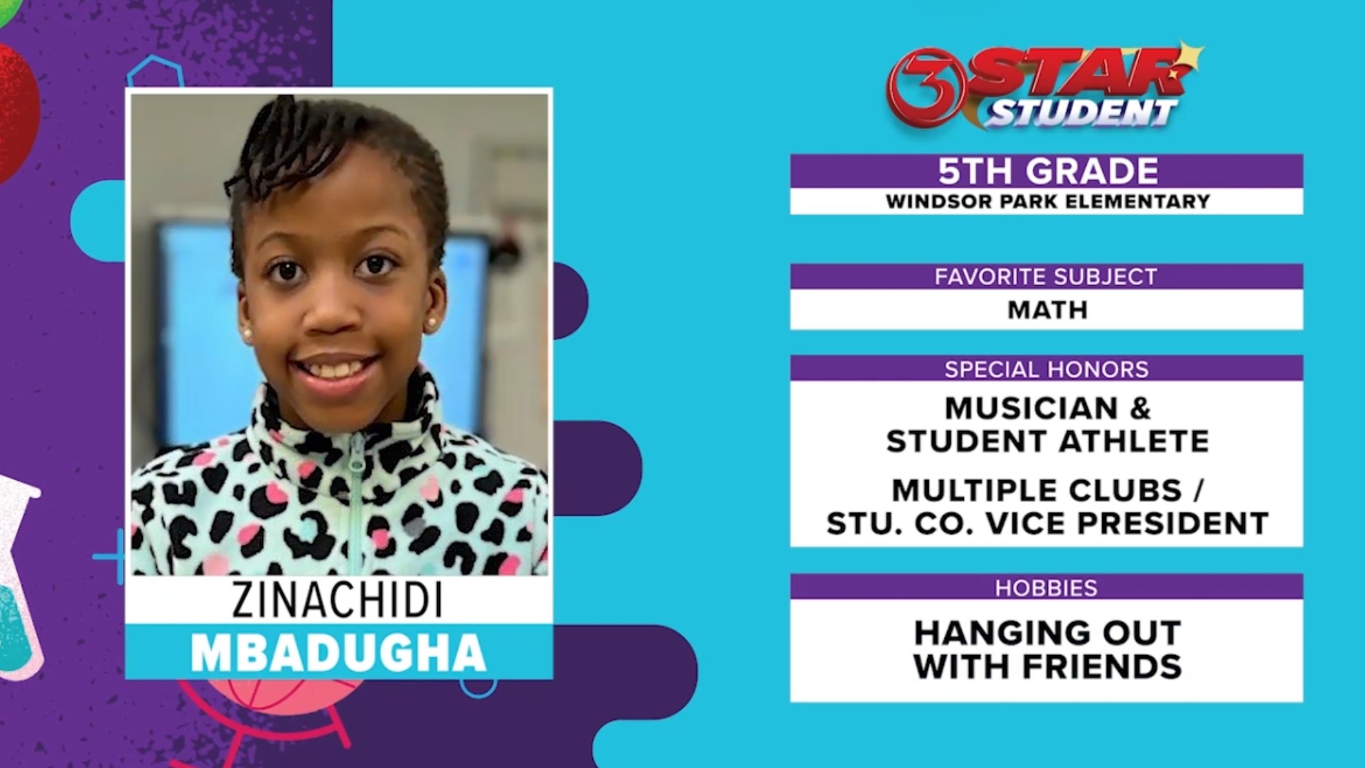 In addition to being an excellent student, Zinachidi is also a musician, student athlete and participates in many organizations!