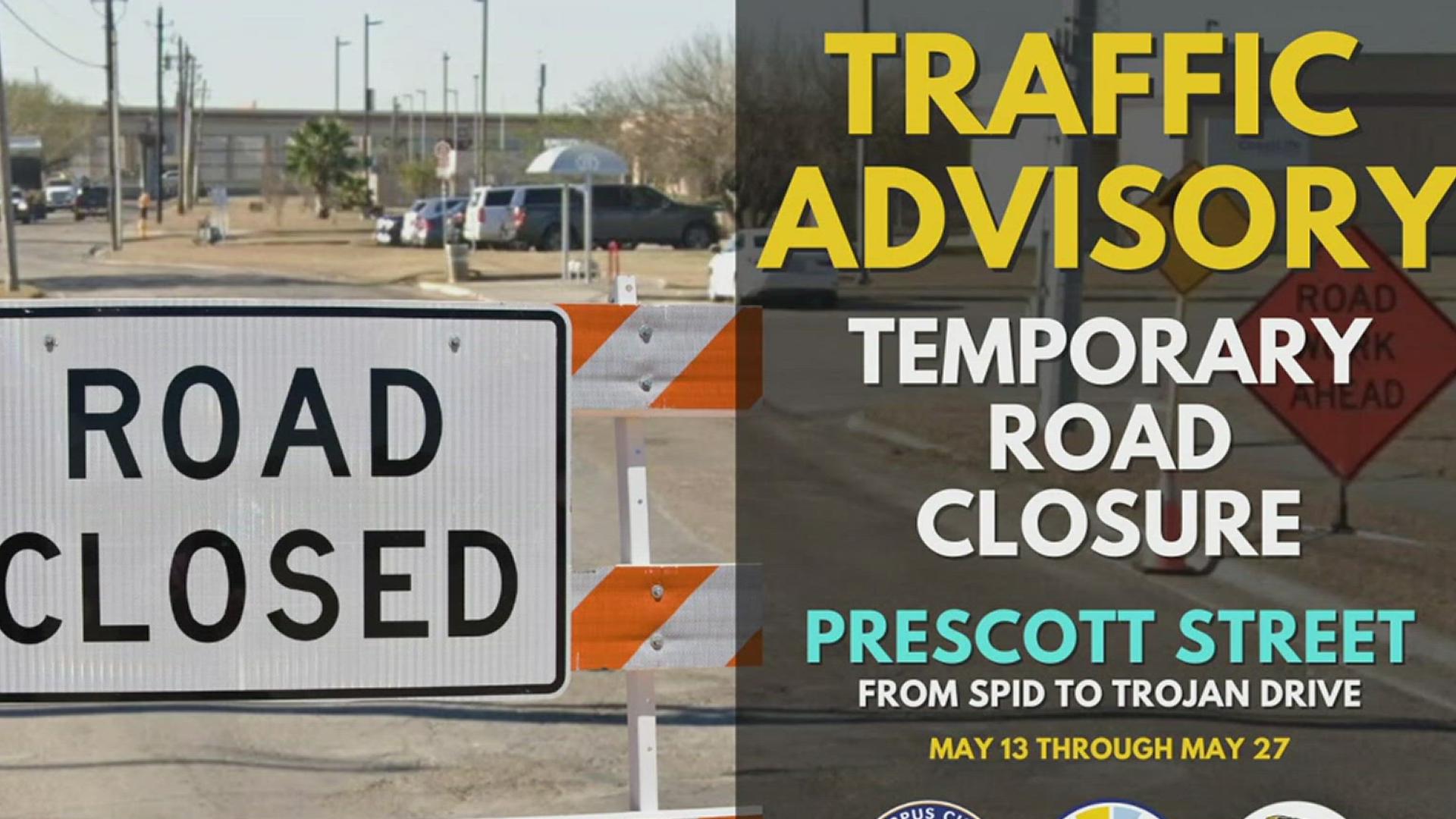 The road closure is set to begin Monday.