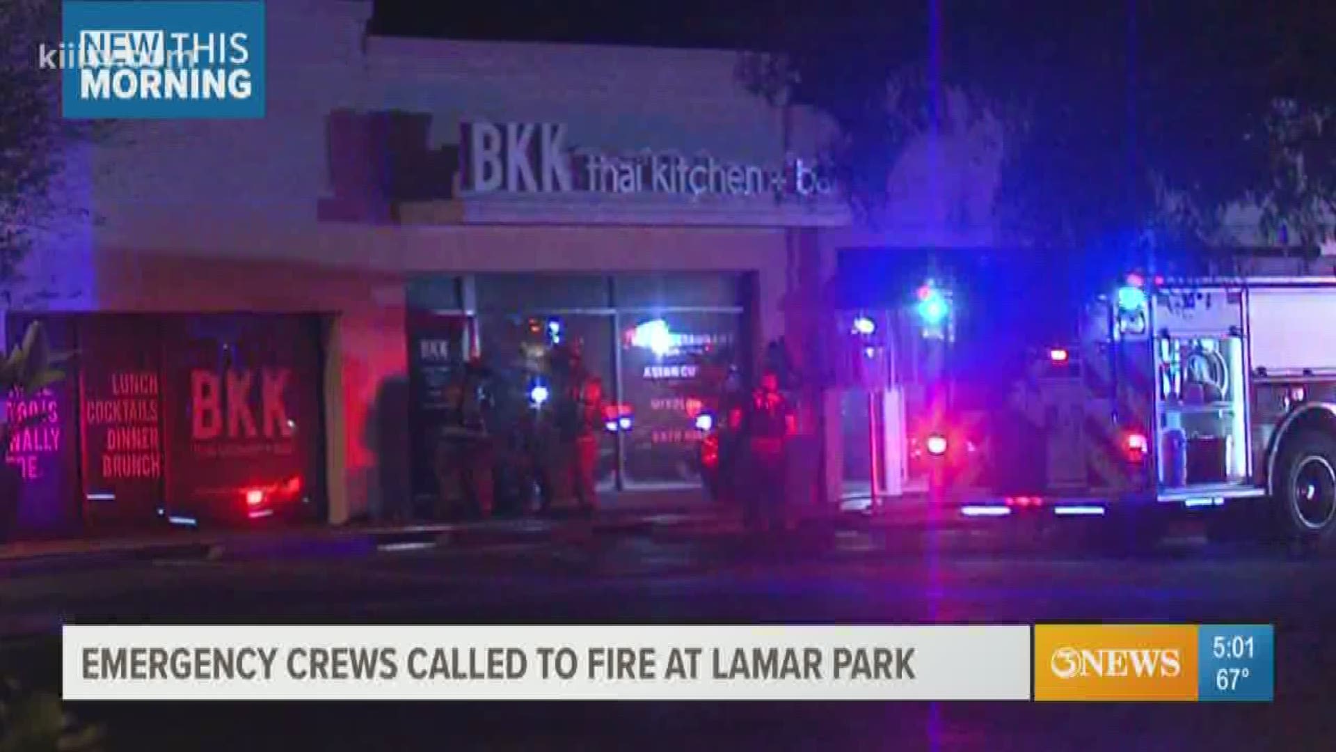 The Corpus Christi Fire Department was called to the BKK thai kitchen and bar in the Lamar Park Shopping Center to investigate reports of smoke.
