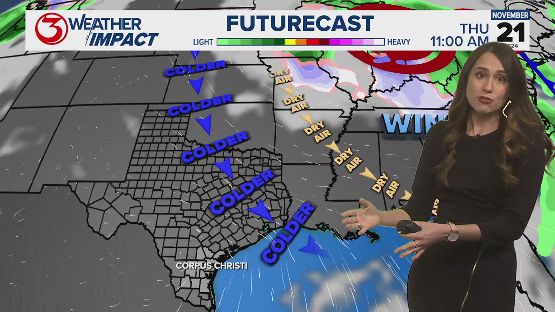 As strong winds bring humidity back into the Coastal Bend over the weekend, morning temperatures return to the 70s. An even stronger front is expected next week.