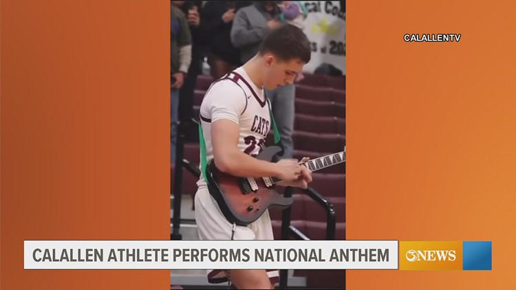 Watch this Calallen athlete shred National Anthem on electric guitar