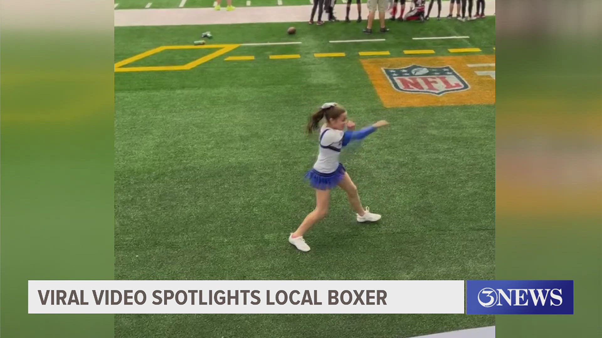 The video of Mia Pinney shadowboxing at AT&T Stadium while at a cheerleading performance has gained over 300,000 likes!