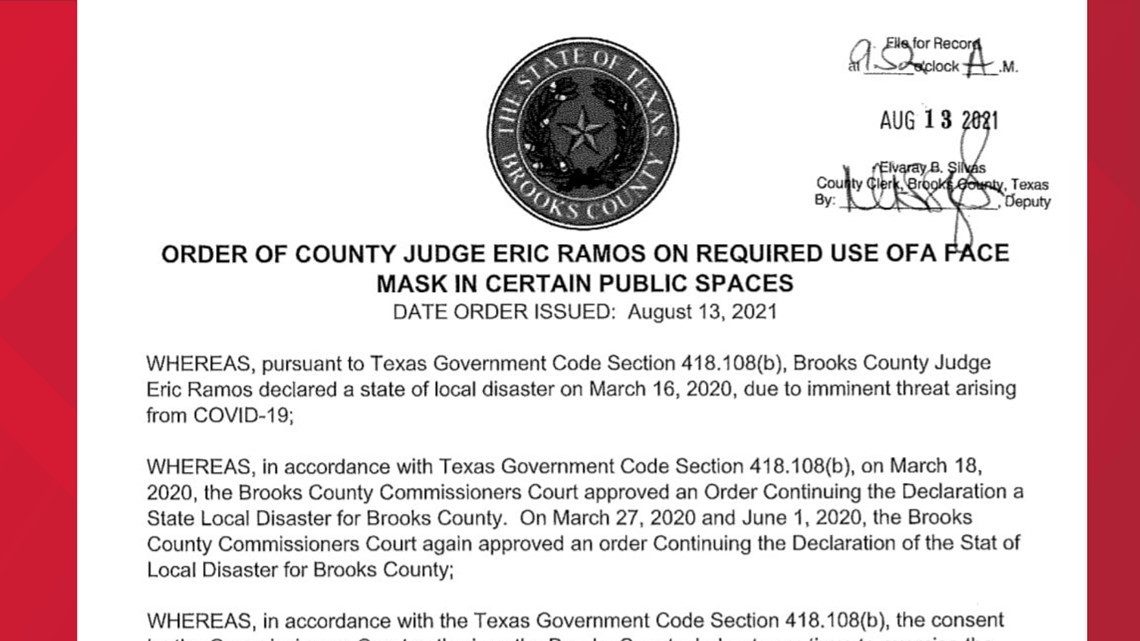 Brooks County Judge mandates masks in schools