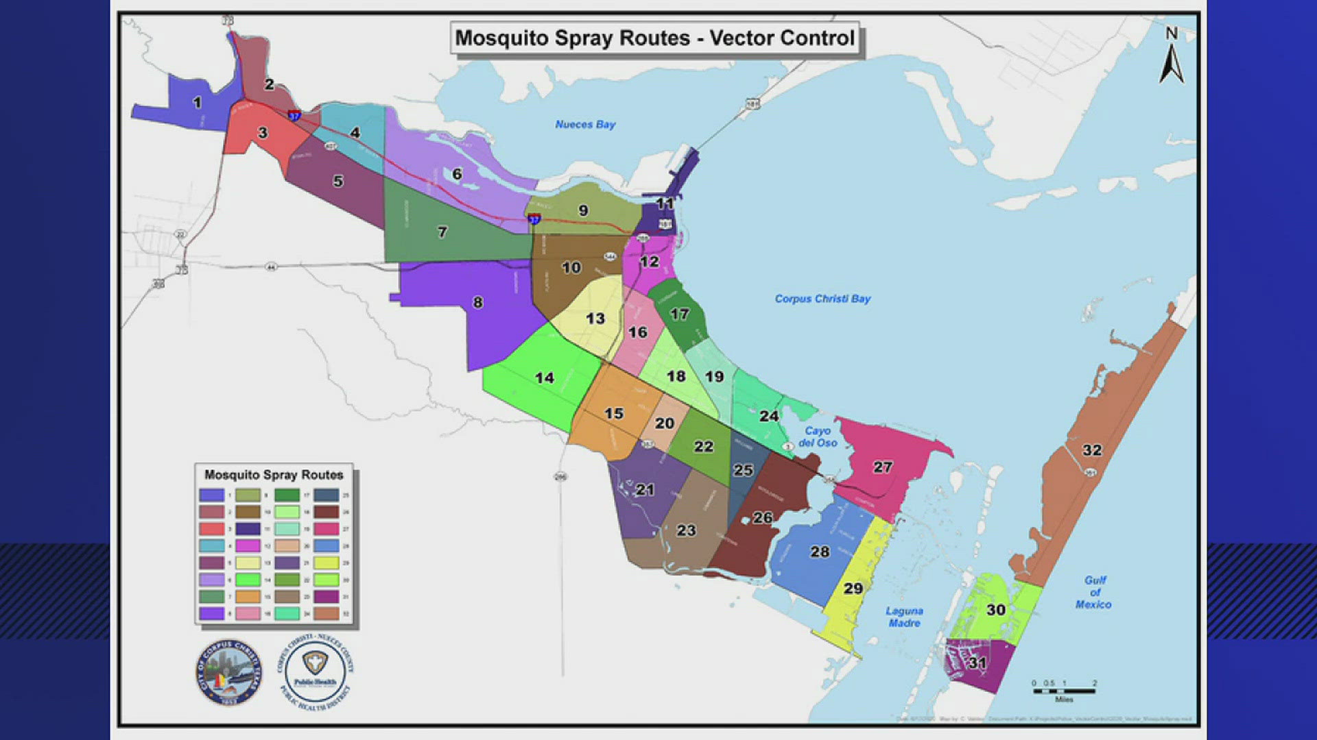 The Vector Control crews will focus on spraying in Routes 1 through 8.