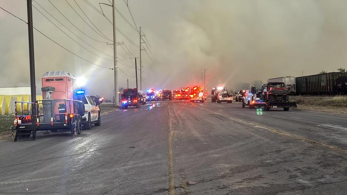 City of Gregory orders evacuations after fire at Gregory cotton gin spreads | Fire crews from multiple agencies continue to battle blaze in high winds | kiiitv.com