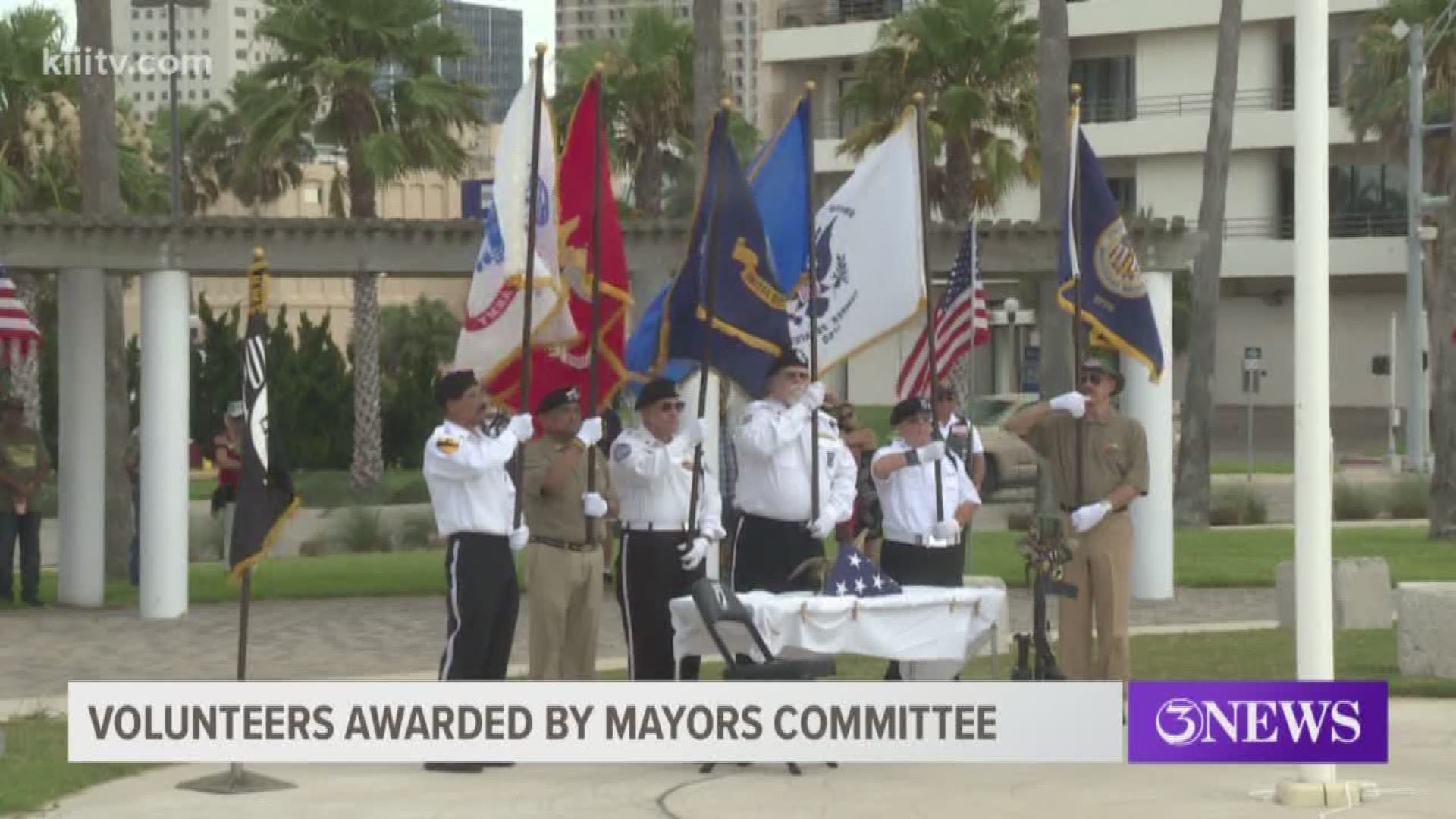 The Mayor's committee awarded each of the five volunteers with a plaque during the Memorial Day ceremony at Sherrill Park.