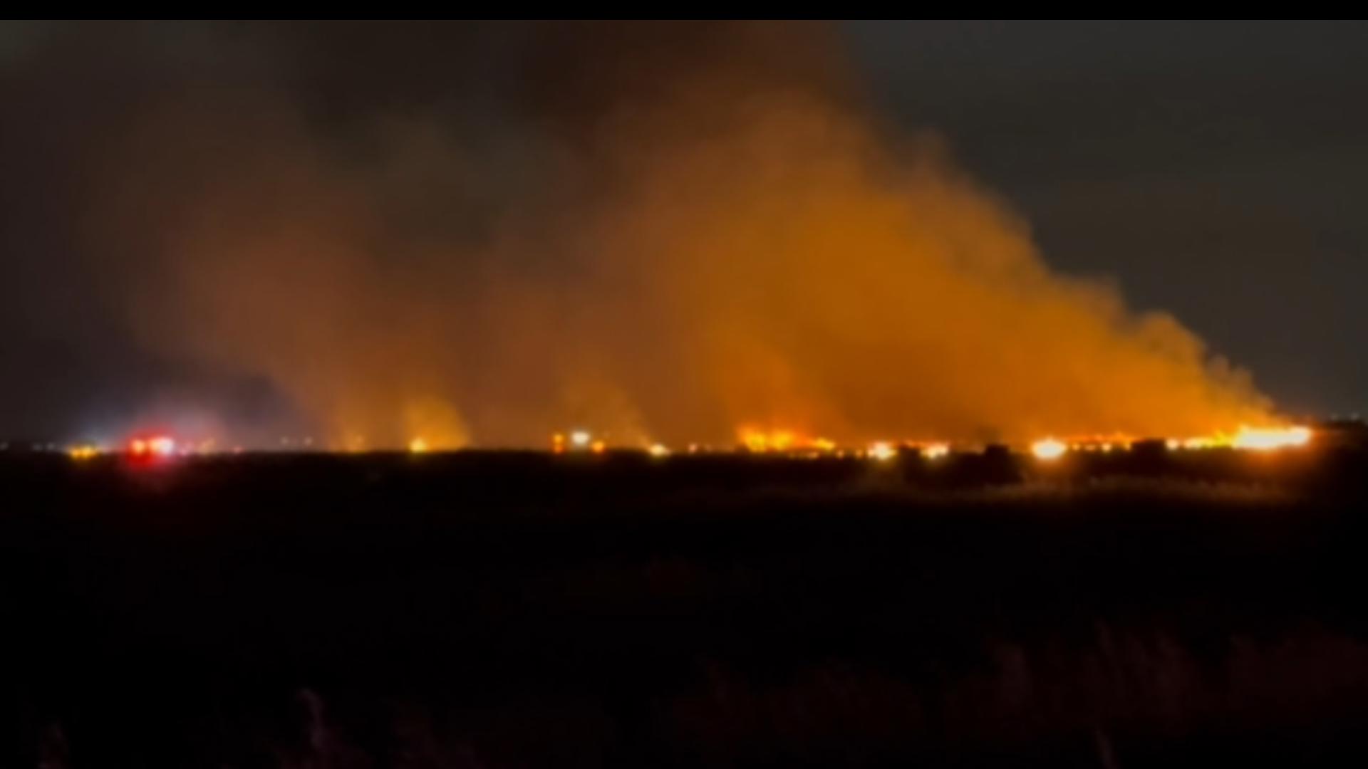 The fire on Padre Island was still burning into Friday night.