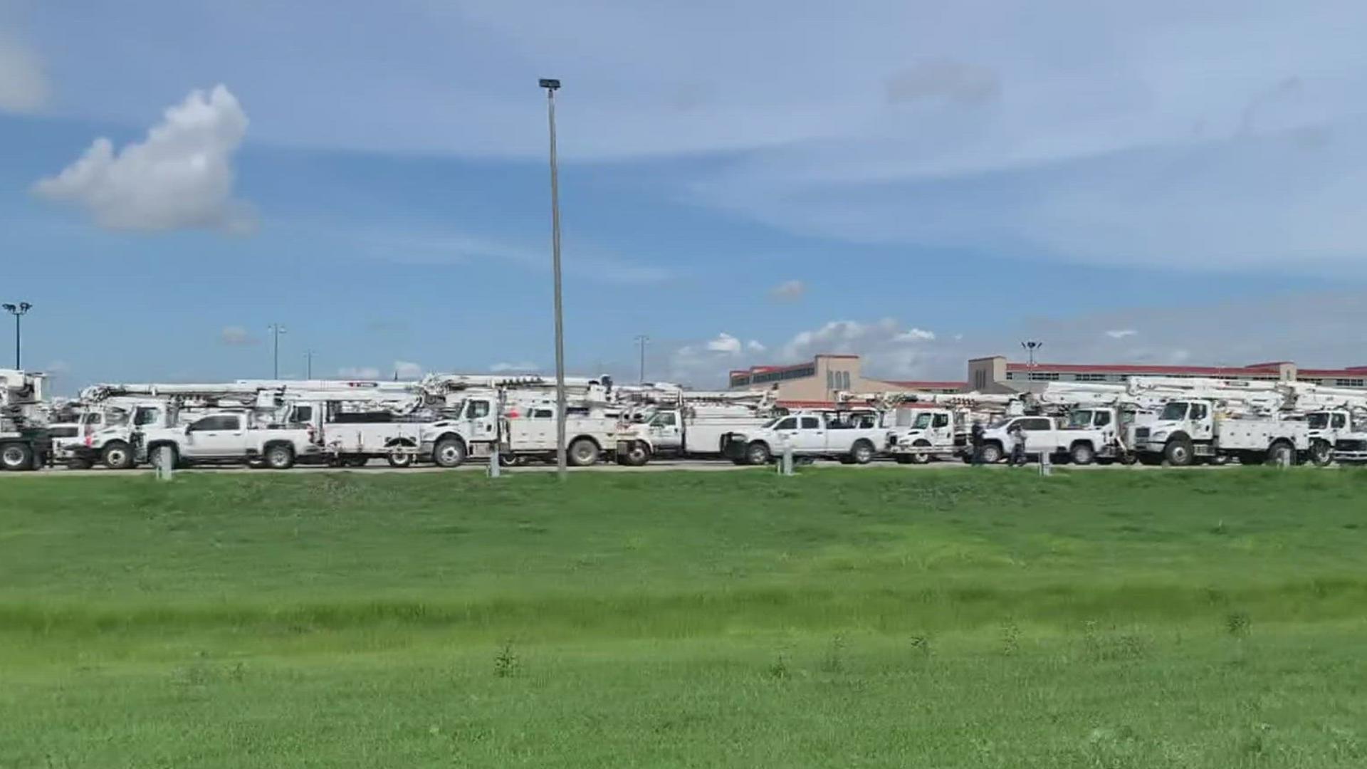 Almost 3,000 linemen gathered at the Richard M. Borchard Fairgrounds ready to help towns recover power after Hurricane Beryl.