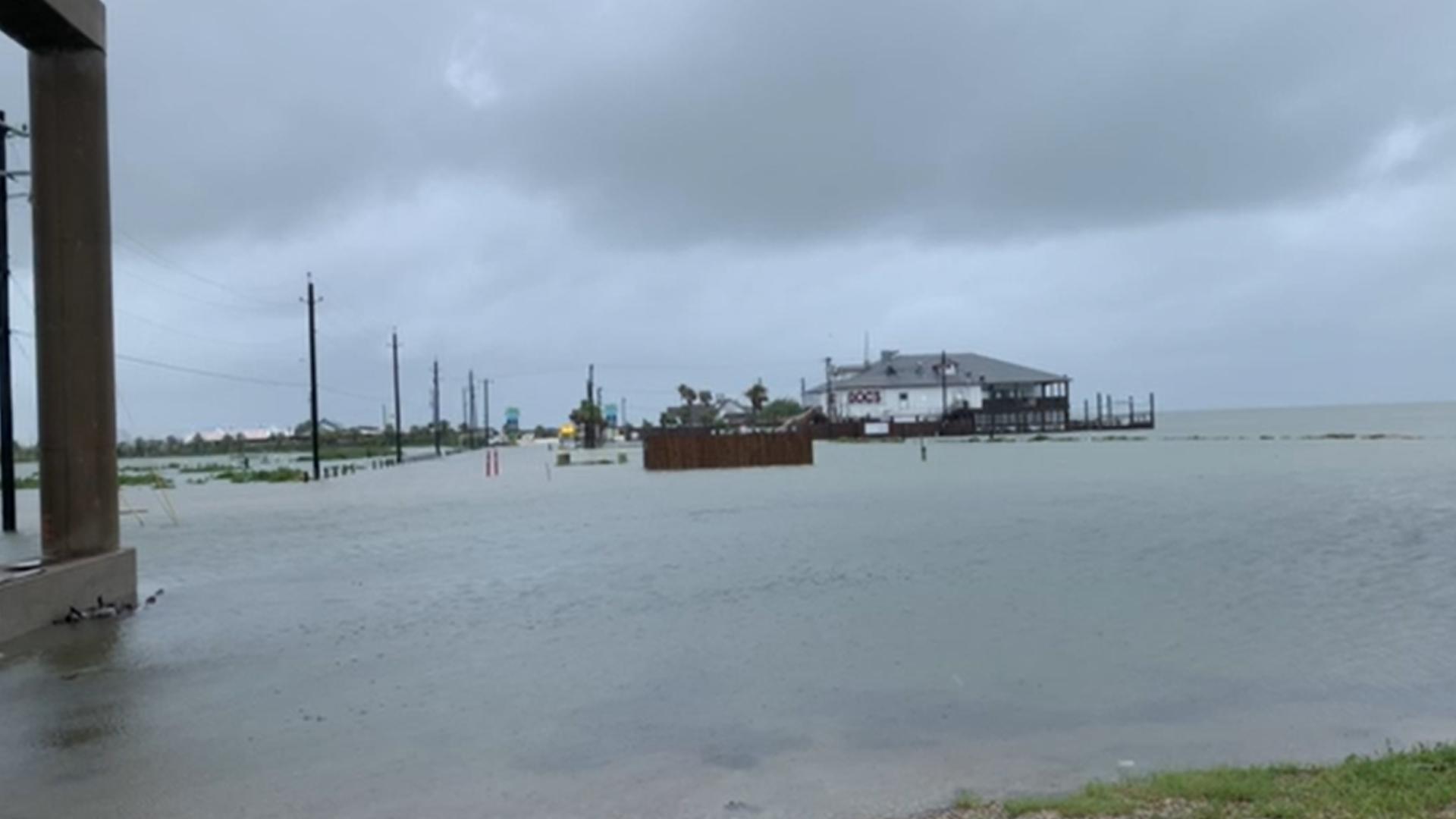 The low-lying parking lots and streets under the JFK Causeway were impassable to low vehicles.