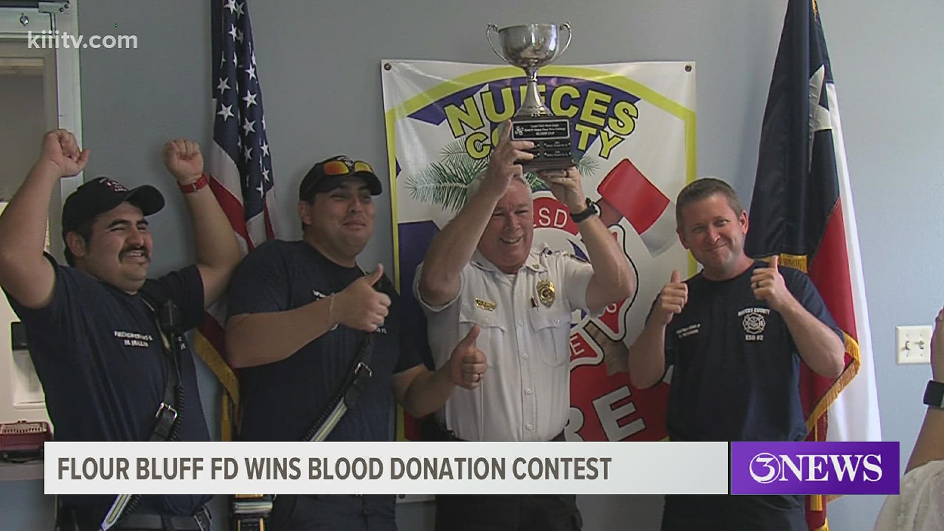 The department donated 30 units of blood at a single donation event. It was also their first time competing in the contest.