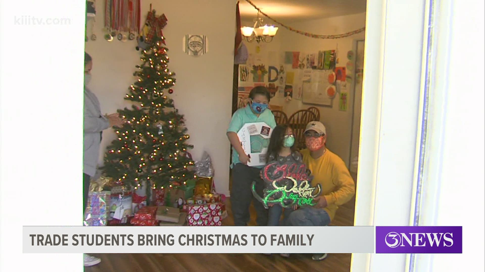 The Castillo family was given a Christmas tree, ornaments, stockings, candy and were brought joy.