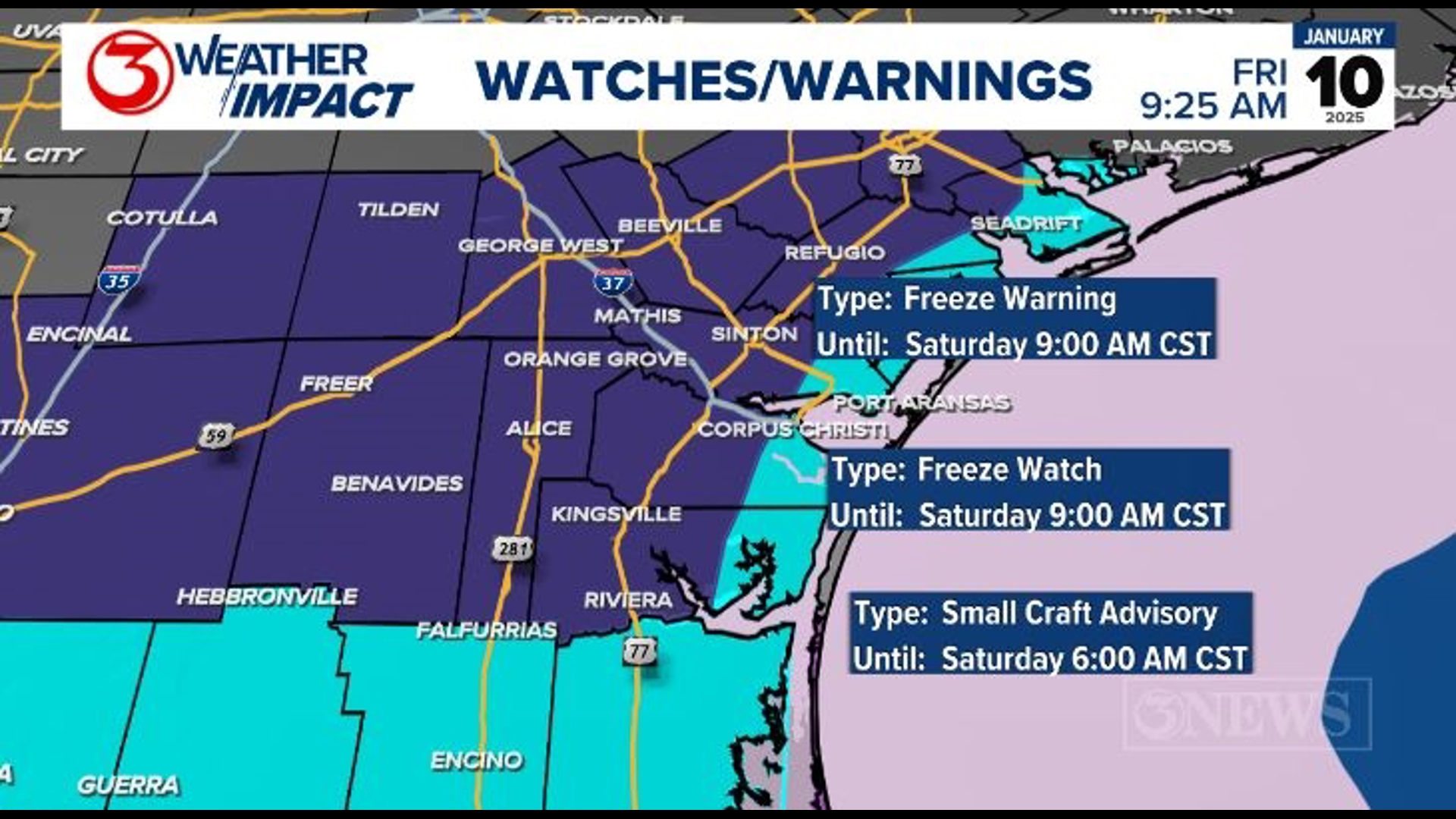 Weather Impact Alert: Frost and freeze possible in the Coastal Bend on ...
