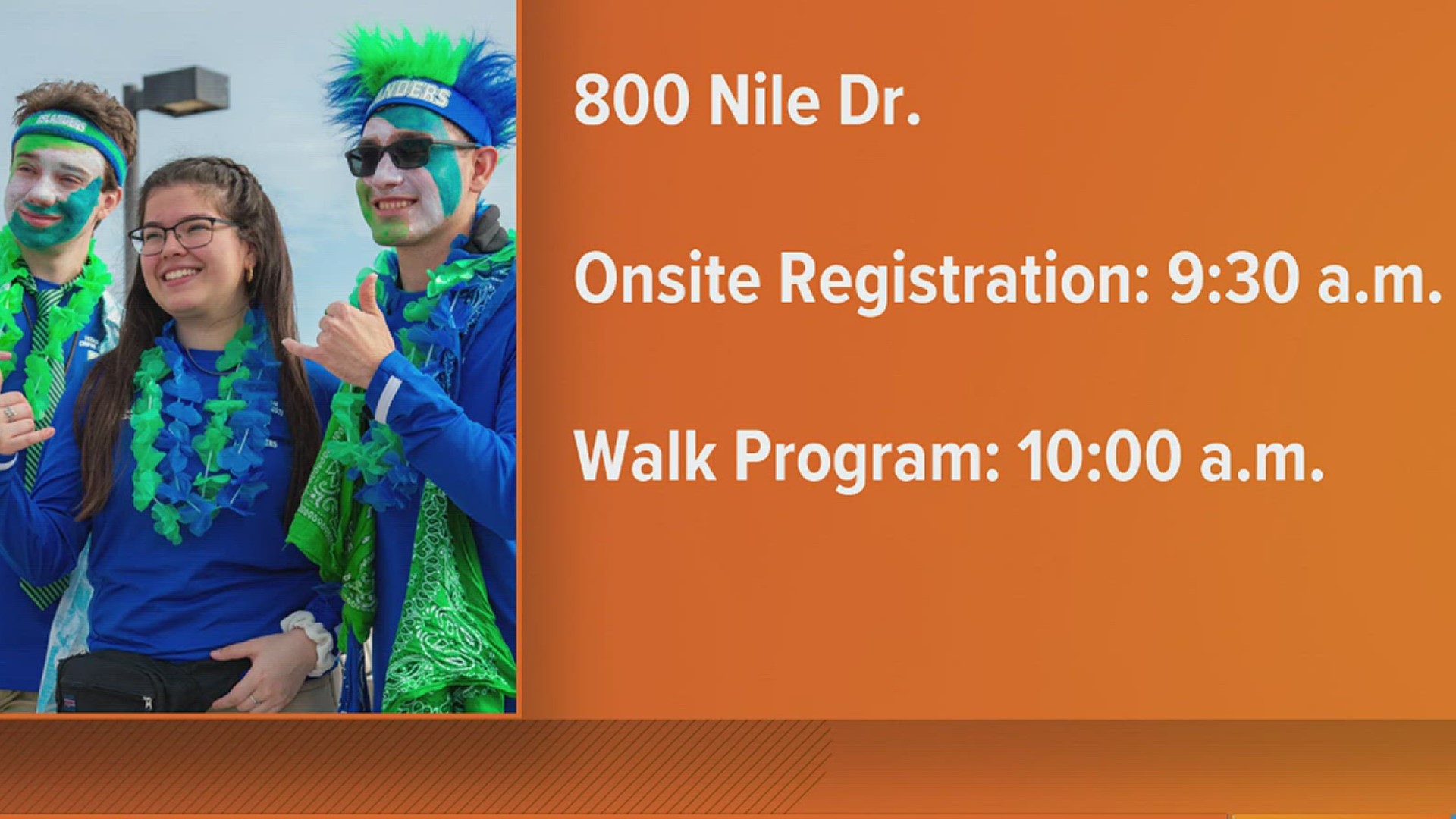 The campus walk will hold onsite registration at 9:30 a.m. and will begin at 10 a.m.