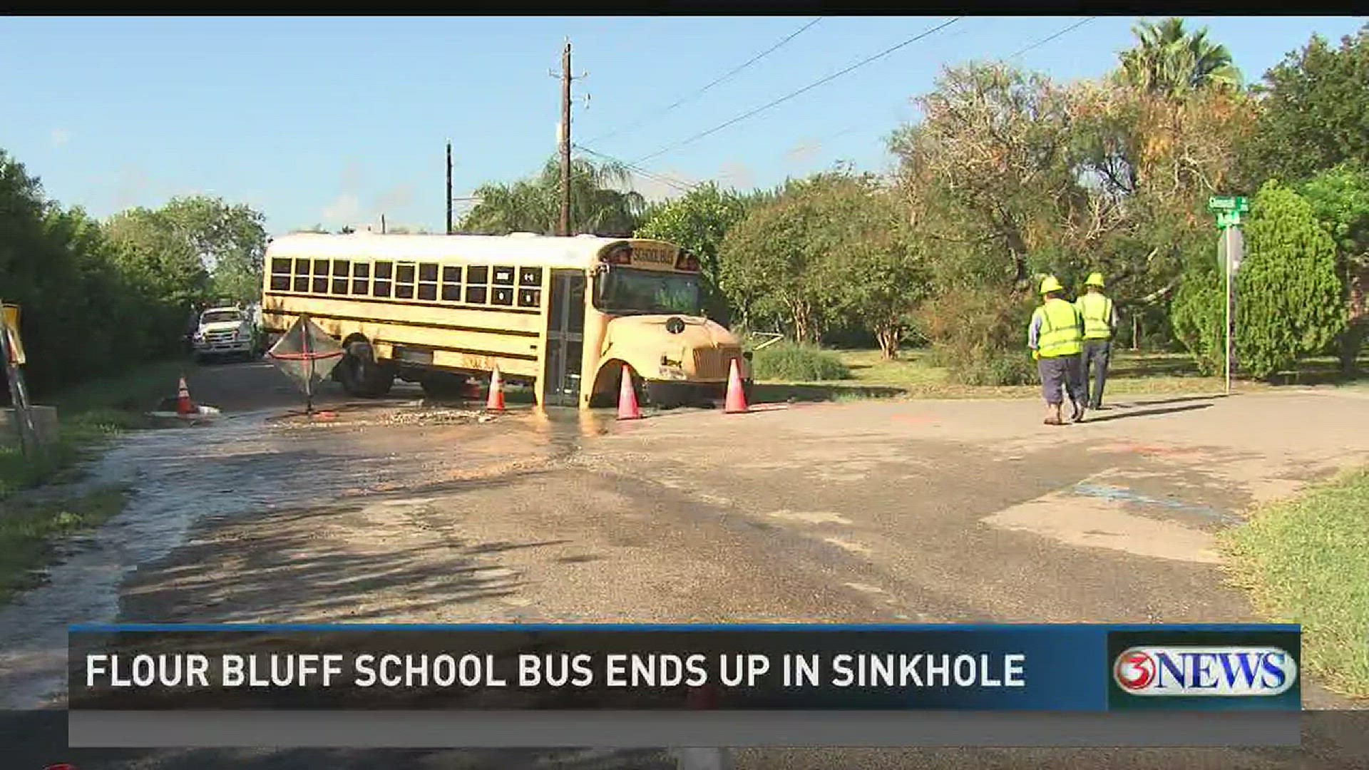 Thursday morning felt like a Monday morning for one school bus driver in Flour Bluff, after the bus got stuck in a sink hole.