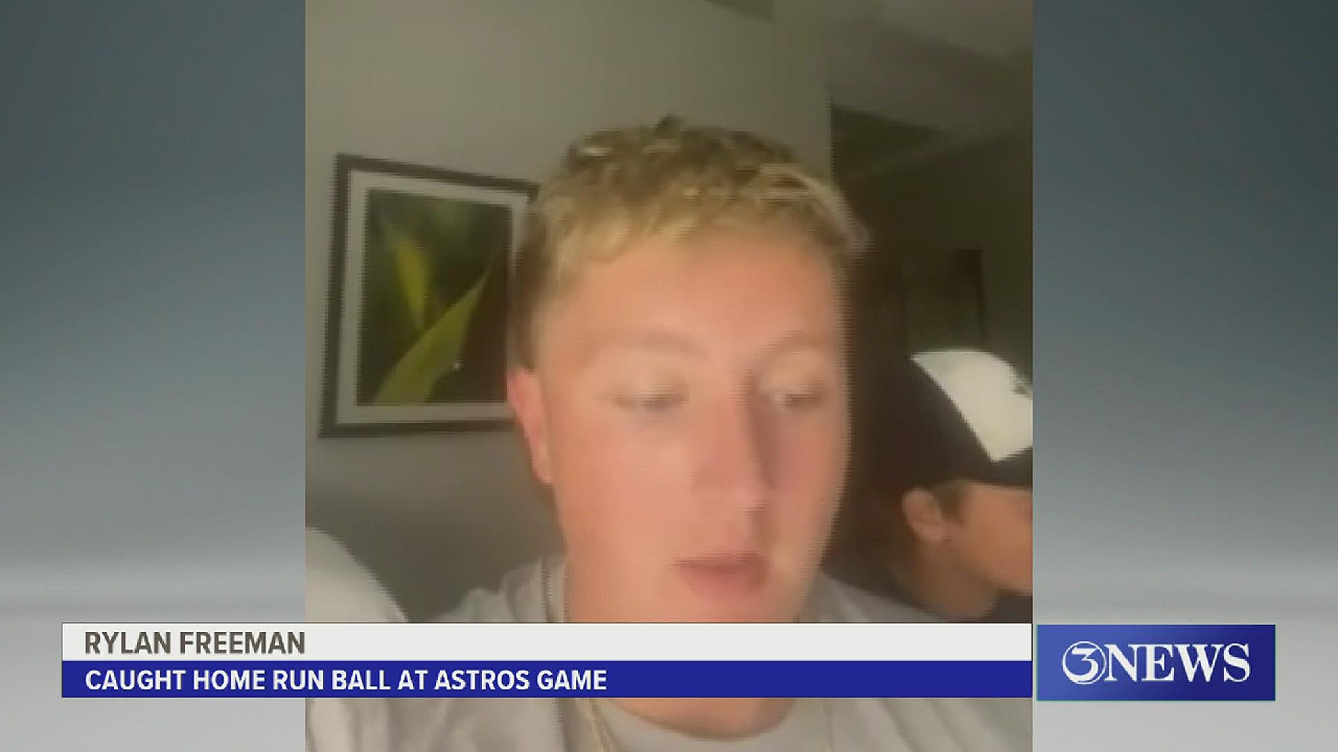 Rylan Freeman won a state title with London eight days ago and tonight got to appear on national TV on ESPN after exchanging the ball for Astros gear and tickets.