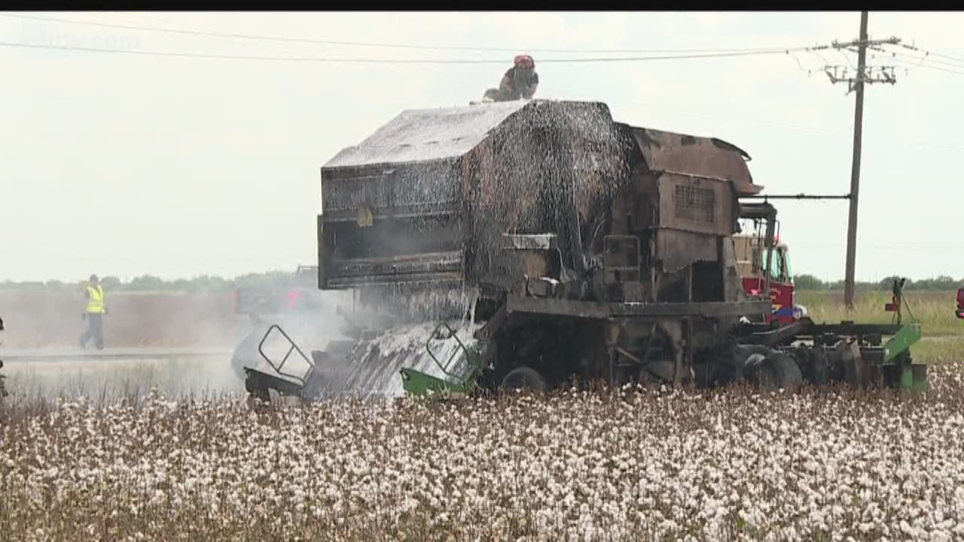 Firefighters are trying to determine what caused a cotton baling machine to go up in flames Tuesday afternoon.