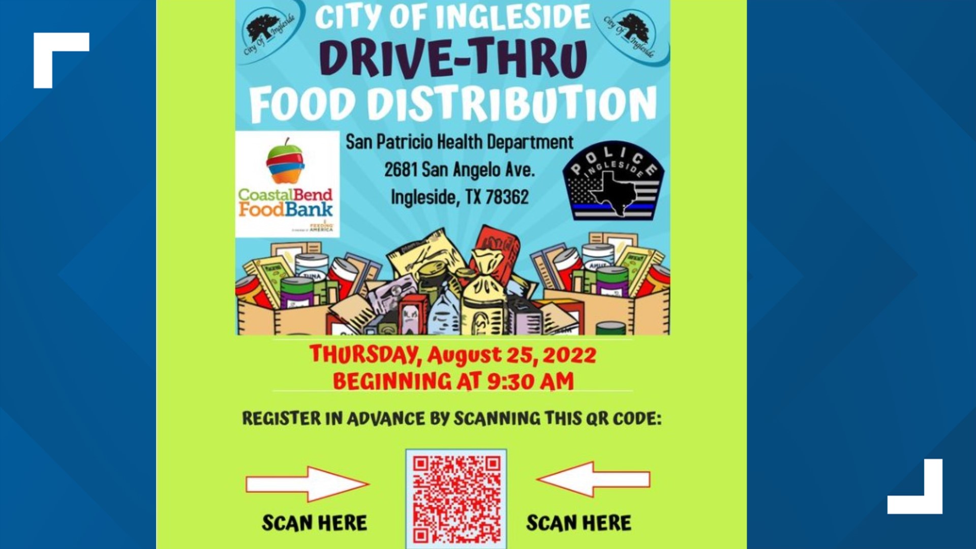 Ingleside to host drivethru food distribution