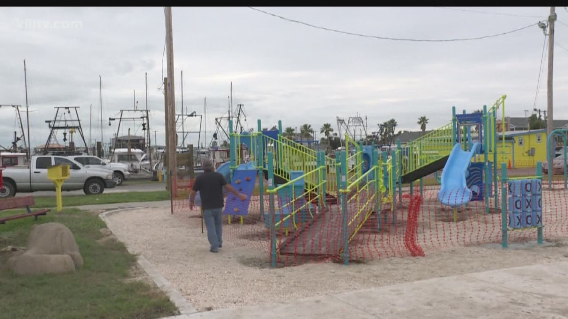 The businesses contributed around $150,000 to equip the new park located at the city's public fishing pier.