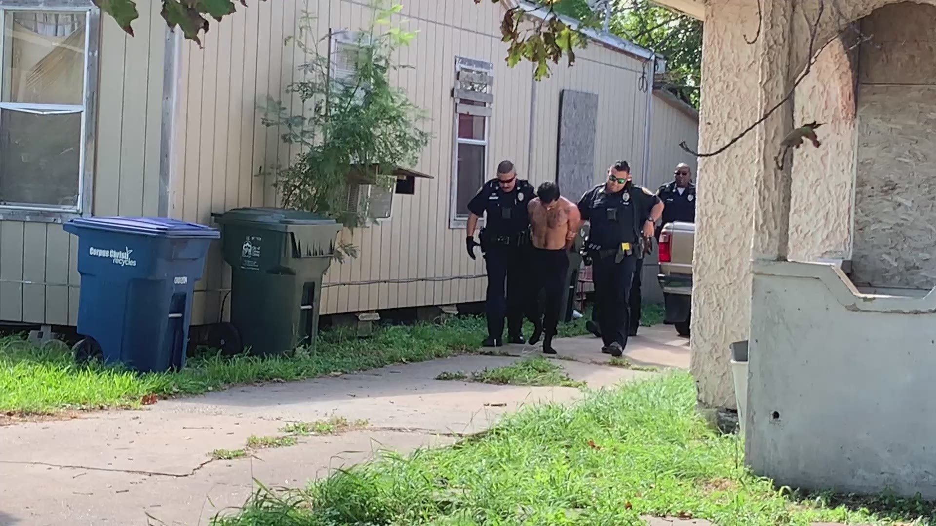 Police were led on a short chase through a neighborhood in Corpus Christi's westside Wednesday after receiving a disturbance call in the 4000 block of Pueblo Street.