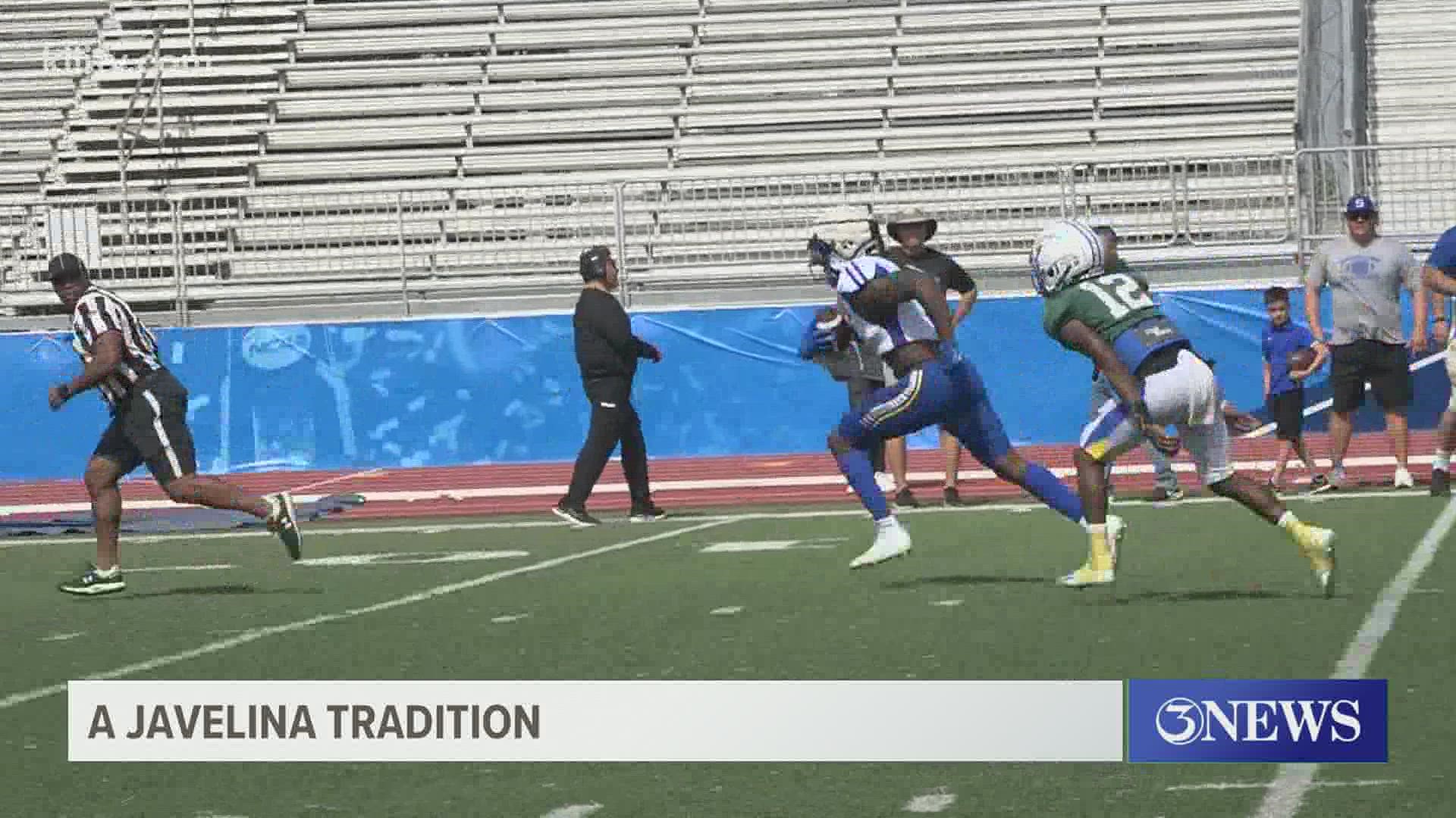 All smiles in Kingsville at Javelina Stadium from the field to the stands for the blue and white spring football game.