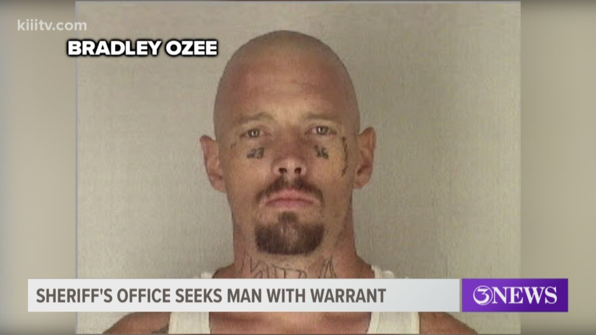 According to authorities, 29-year old Bradley Ozee has an outstanding warrant for Motion to Revoke - Aggravated Kidnapping.